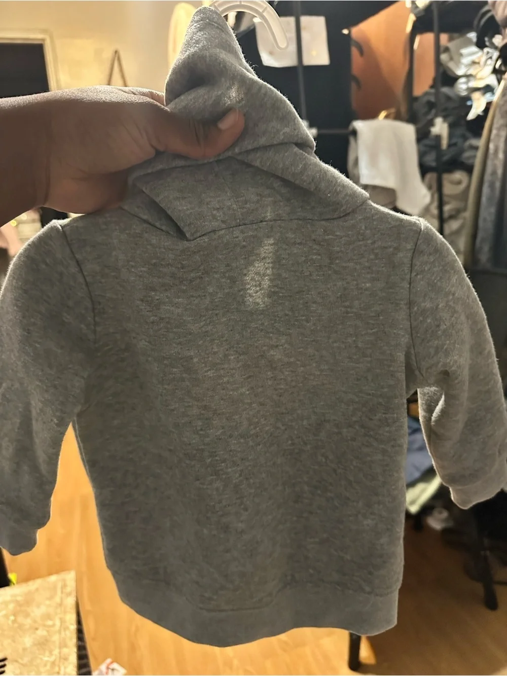 Nike Kids' Gray Hoodie with Teal Accent Logo - Picture 4 of 8